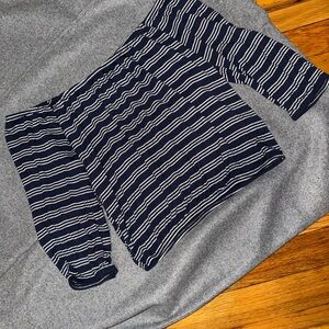 Hollister Navy and White Striped Off-Shoulder Crop Top